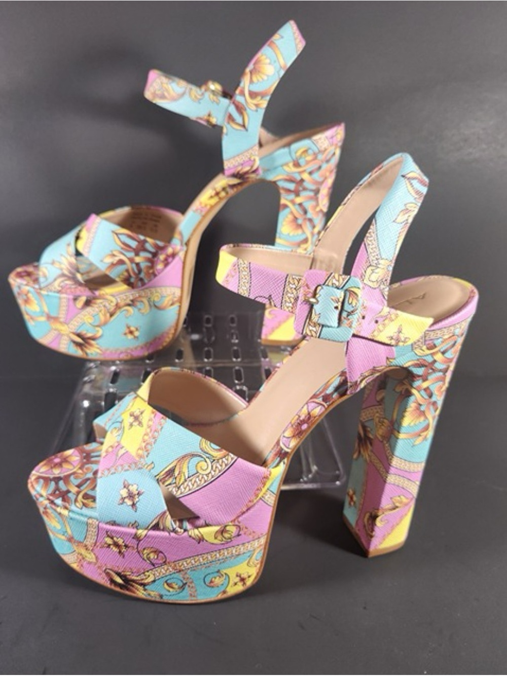 ALDO Multi-Color Patterned Platform High Heel Sandals